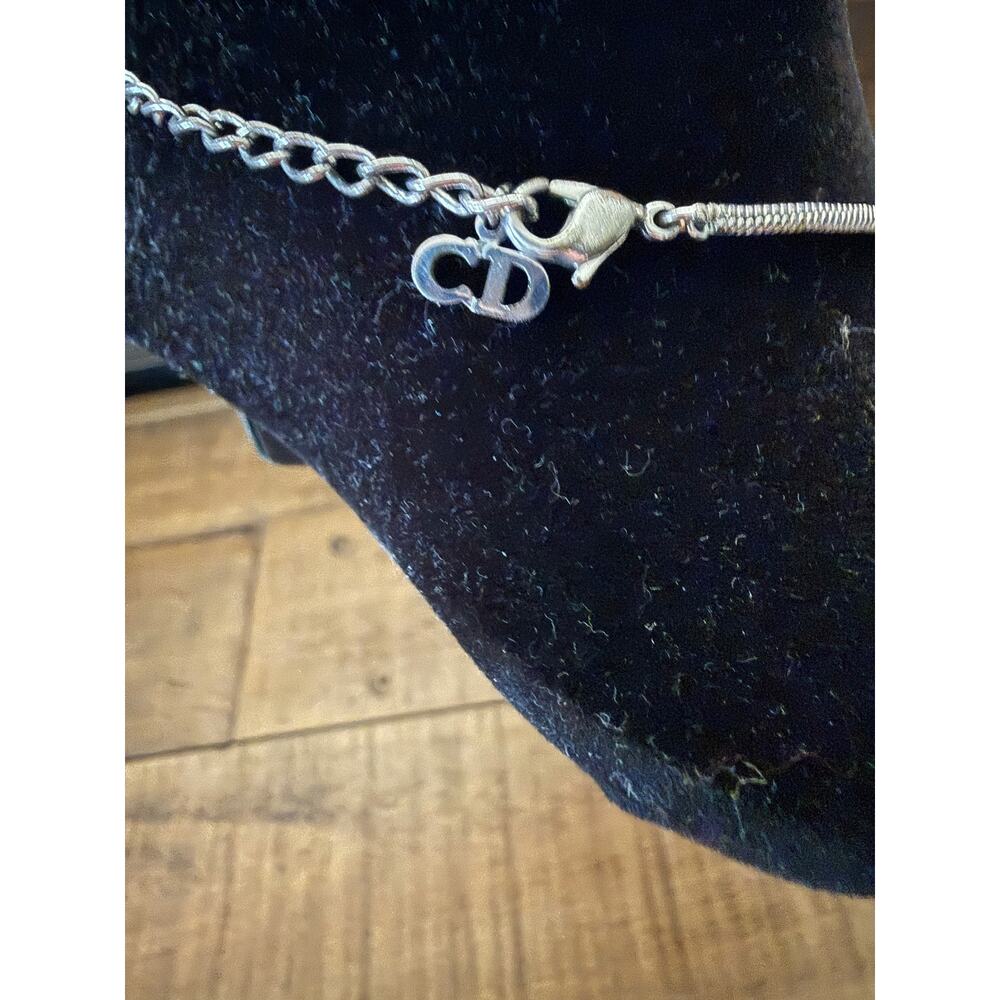 Christian Dior D Logo Necklace 19 Inch Silver Initial Pendant Chain Box Gift - Picture 6 of 11